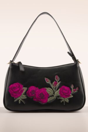 Rosen Garten Handtasche in Schwarz