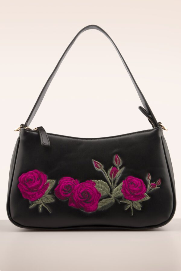 Rosen Garten Handtasche in Schwarz