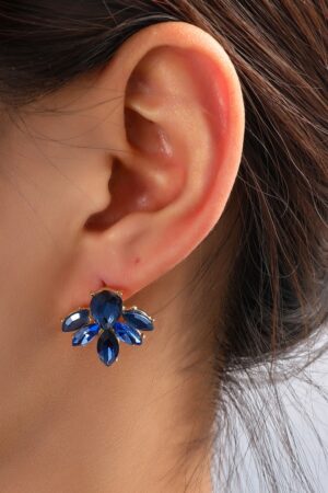 Stone Stud Flower Ohrringe in Gold und Blau