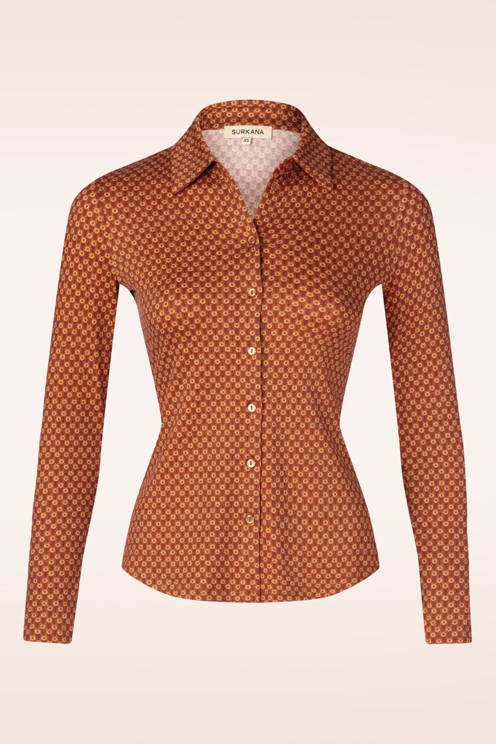 Sue Geometric Print Bluse in Toffee