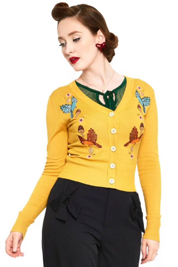 Voodoo Vixen Strickjacke Yellow Woodland Cardigan