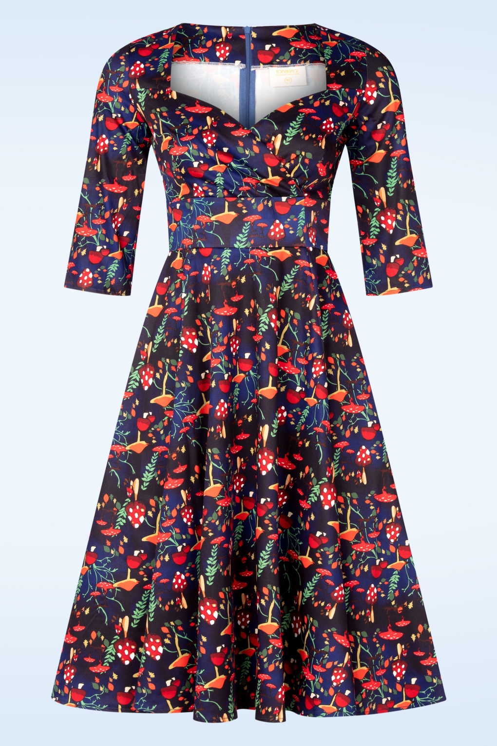 Amelia Swingkleid mit Pilzprint in Dunkelblau ~ exklusiv bei Topvintage
