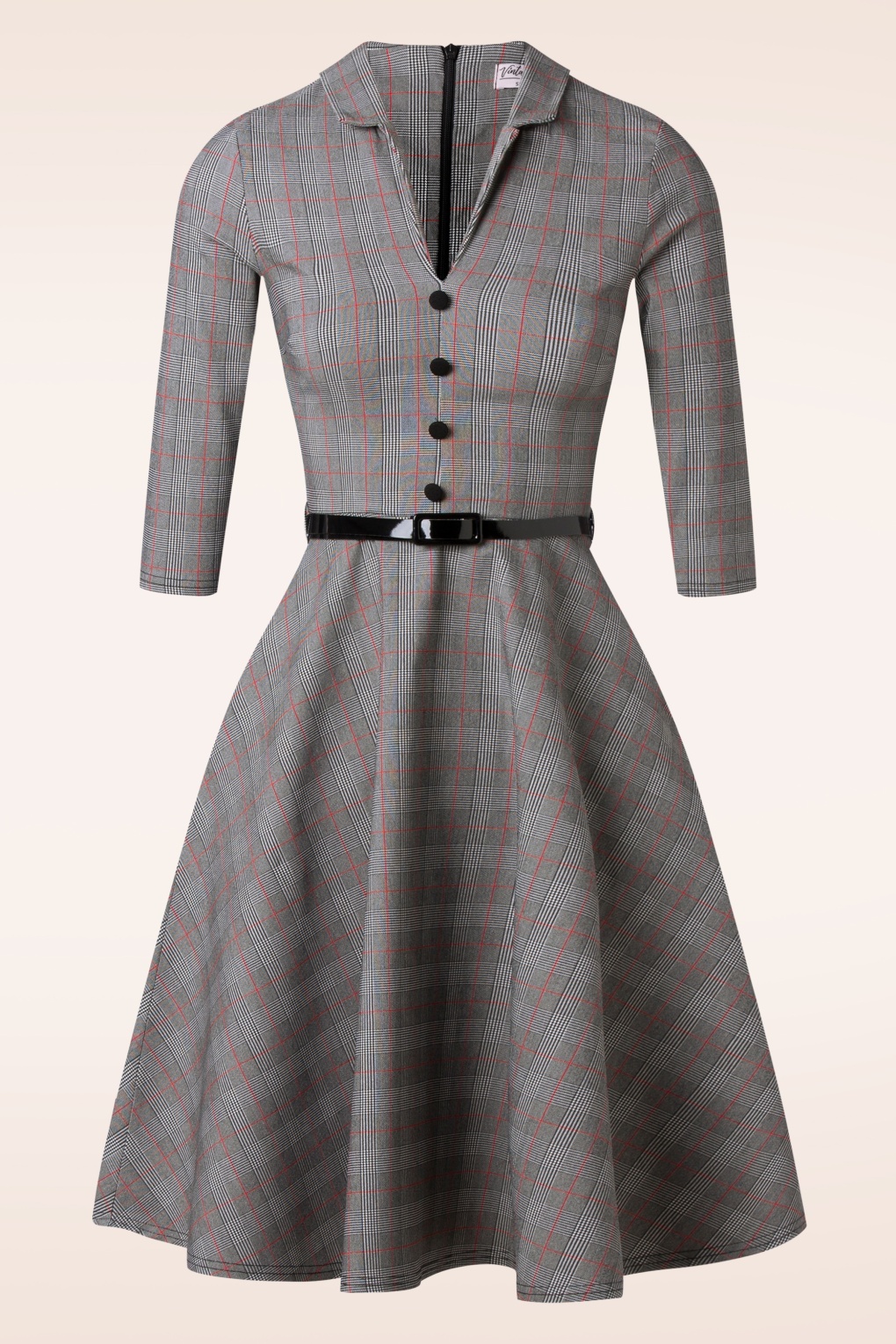 Arinde Check Swing Kleid in Schwarz und Weiß