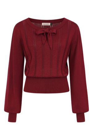 Banned Strickpullover Angel Pointelle Burgunder Vintage