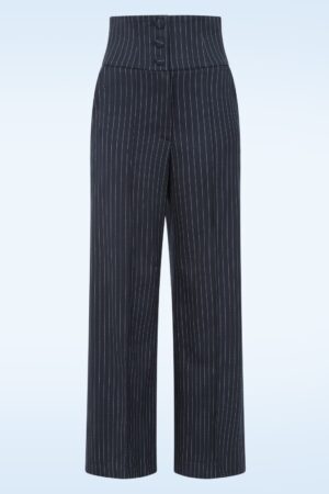 Bonny High Waist Pinstripe Hose in Dunkelblau.