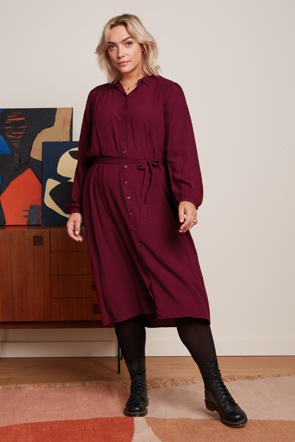 Carina Piper Kleid in Cabernet Rot.