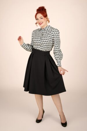 Dina Button Waist Rock in Schwarz