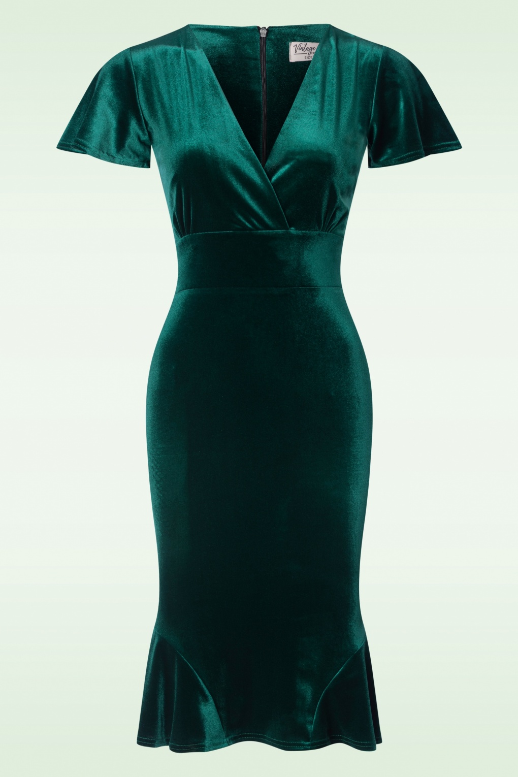 Harper Samt Bleistiftkleid in Flaschengrün