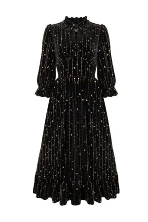 Hell Bunny A-Linien-Kleid Galactica Samt Dress