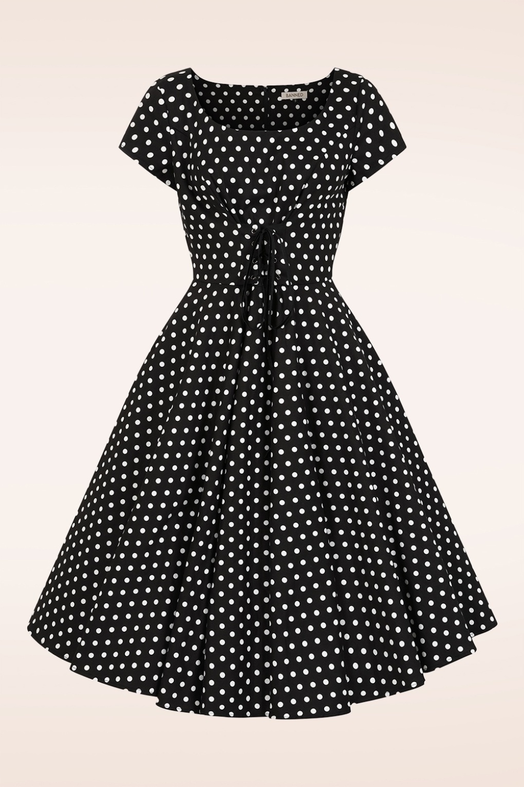 Kehlani Polka Dot Swing Dress in Schwarz