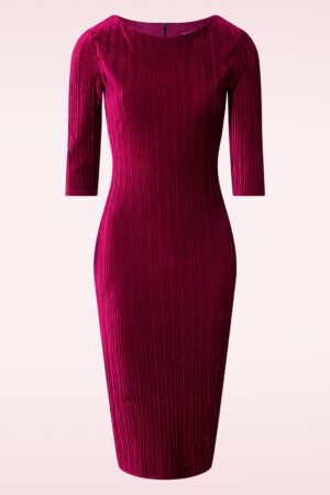 Laura Falten 'Samt' Etuikleid in Weinrot