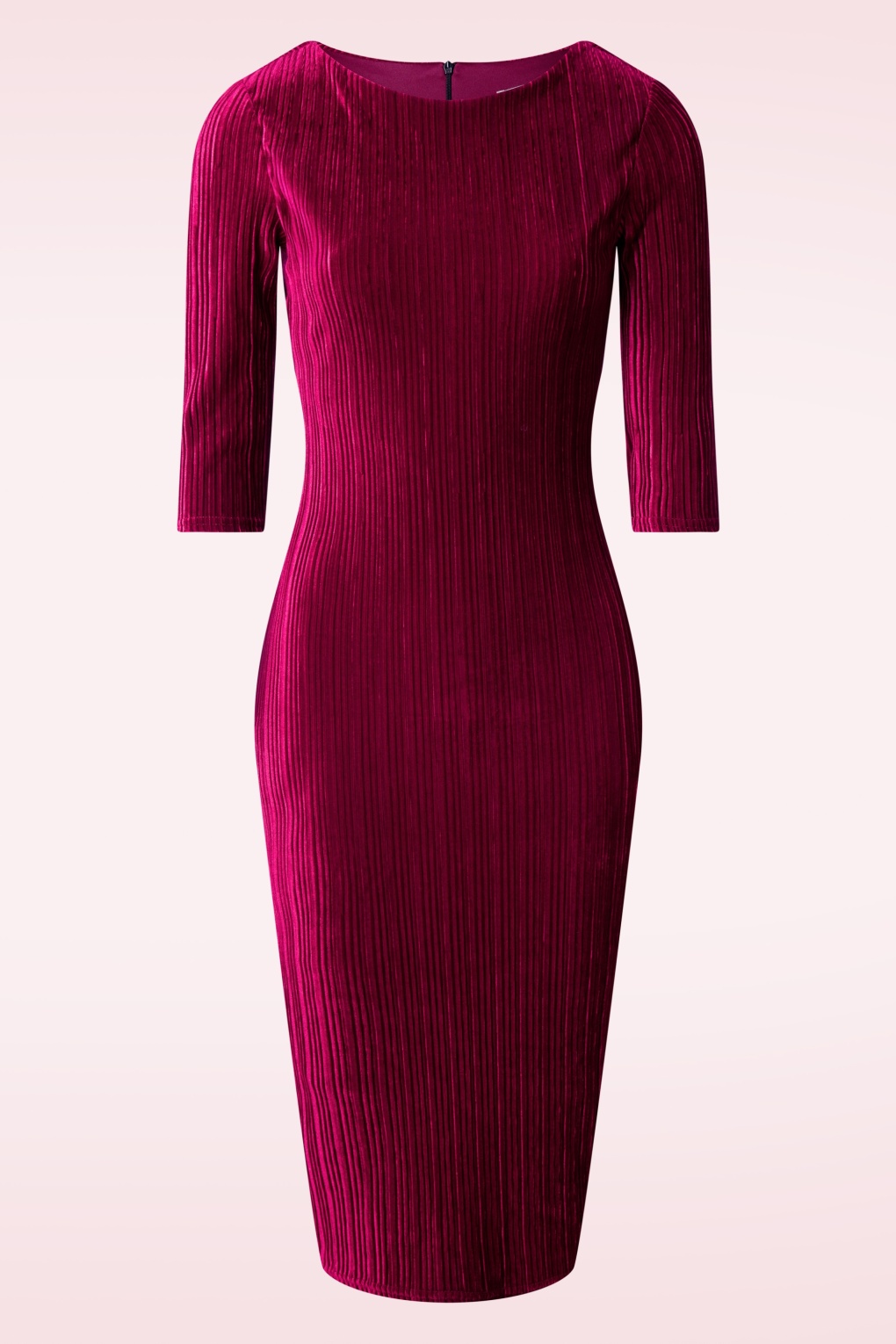 Laura Falten 'Samt' Etuikleid in Weinrot