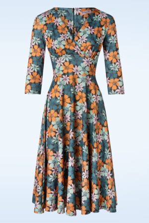 Maddison Floral Swing Kleid in Aqua und Multi