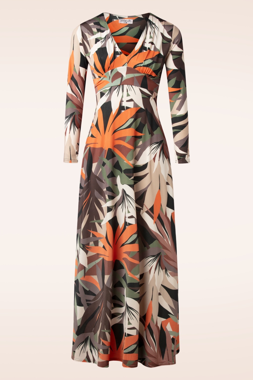 Mariana Palm Maxikleid in Khaki und Orange