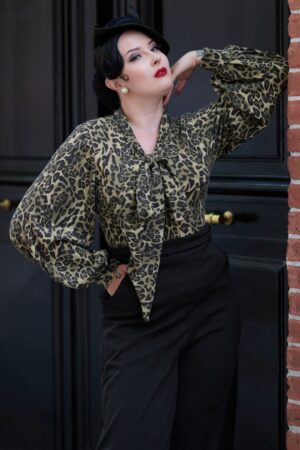 Marwa Leona Leopard top in Olive Green