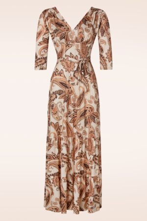 Peggy Paisley Maxi Kleid in Creme
