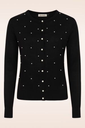 Perlen-Strickjacke in Schwarz