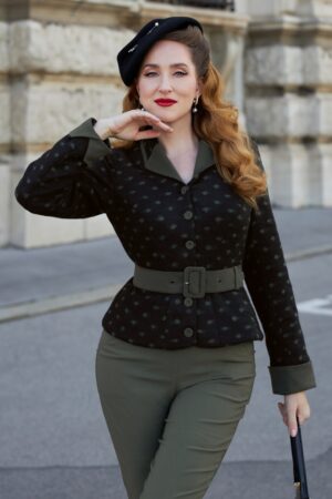 Rachana Lou Polka Dot Wollmix Blazer in Schwarz und Olivgrün