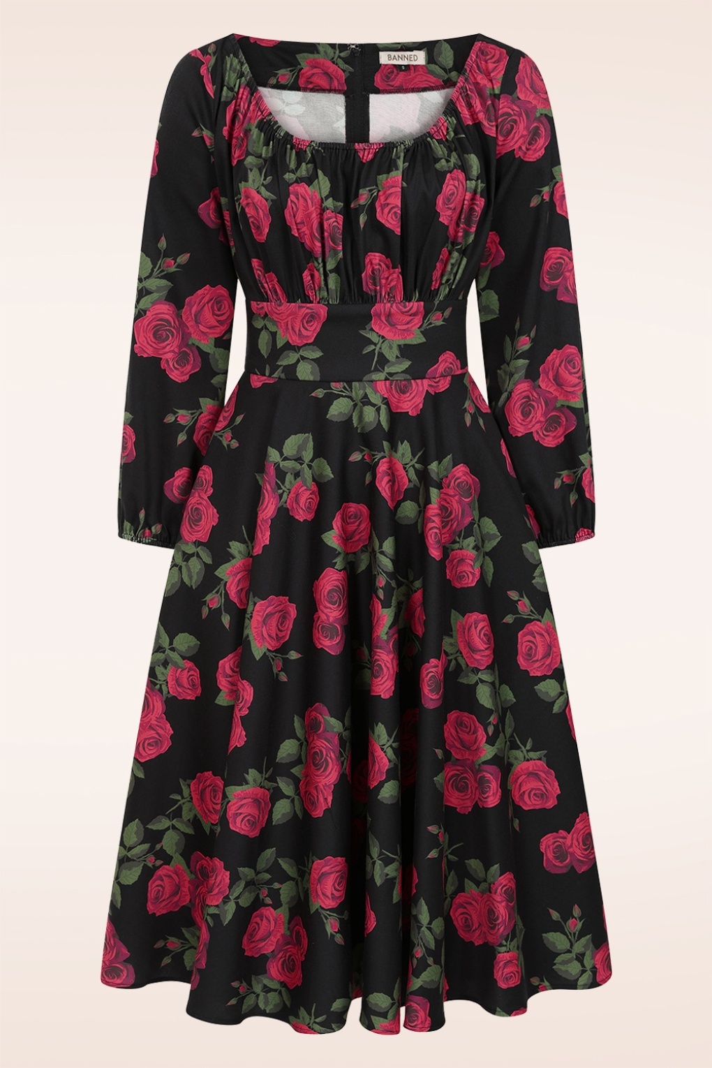 Rose Swingkleid in Schwarz