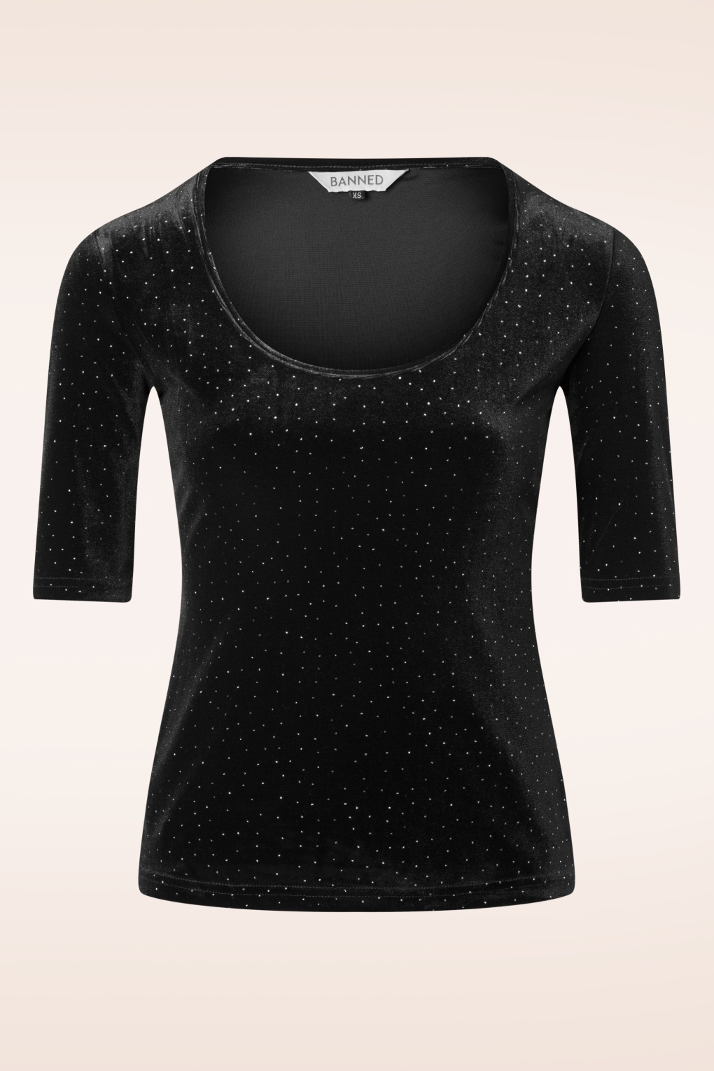 Samt Sparkle Top in Schwarz