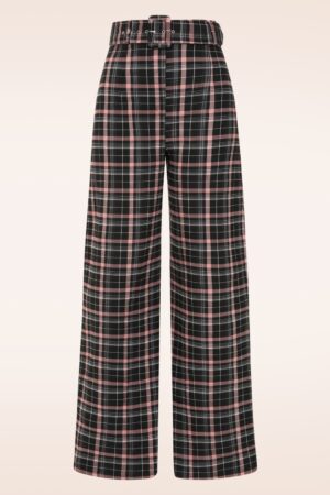 Sasha Pink Check Karohose in Schwarz
