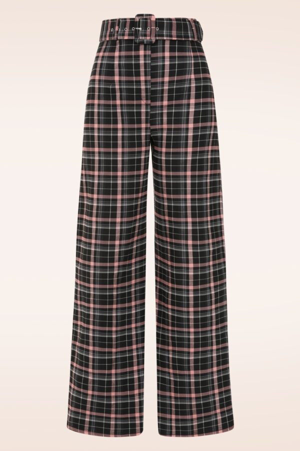 Sasha Pink Check Karohose in Schwarz