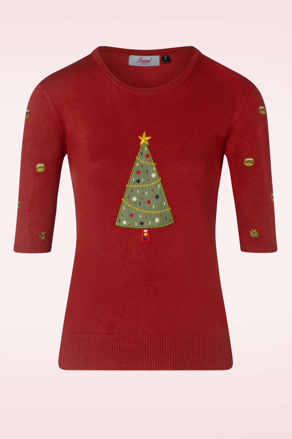 Scandi Tree Holiday Cheer Pullover in Rot
