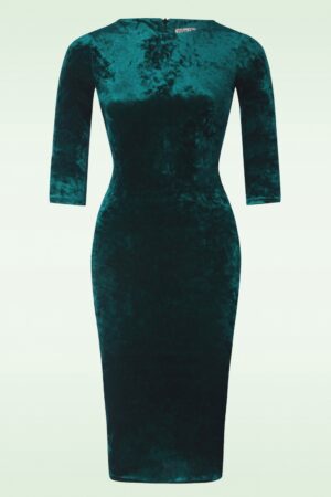Smaragdgrünes Samt Bleistiftkleid