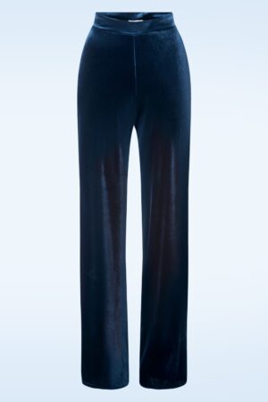 Victoria Velvet Straight Leg Hose in Marineblau
