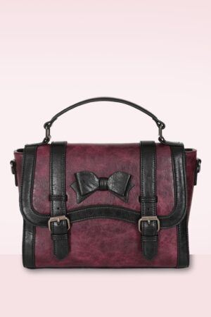 Vintage Voyager Handtasche in Weinrot und Schwarz