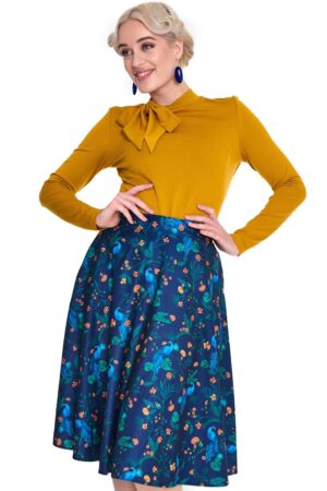 Voodoo Vixen A-Linien-Rock Peacock Floral Print