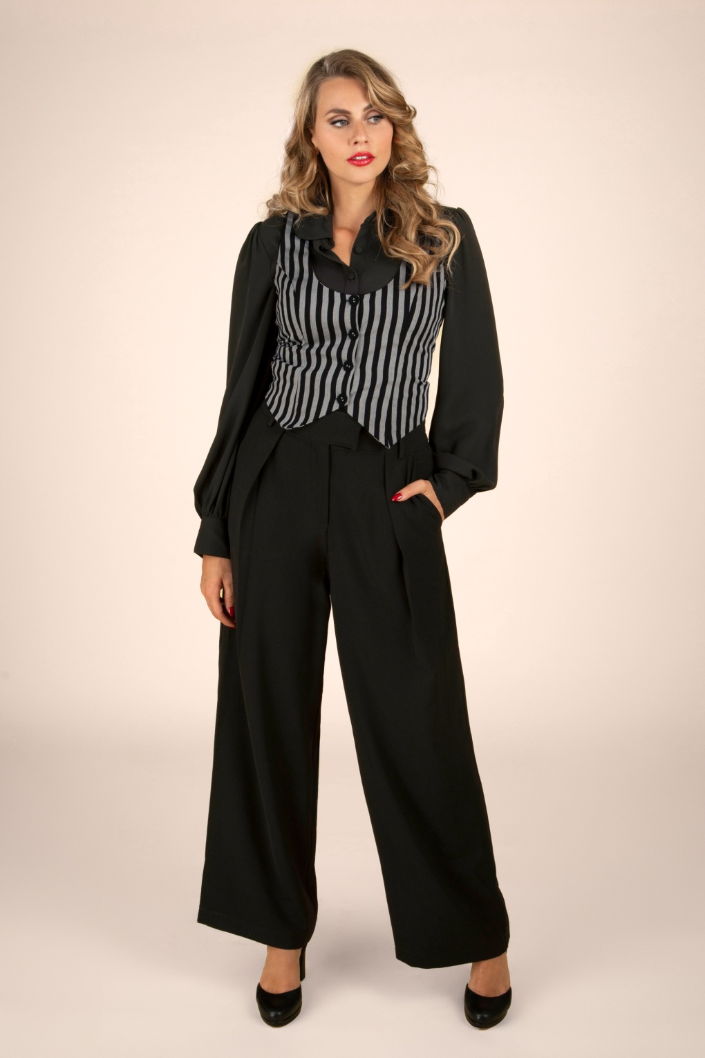 Wide Leg Hose in Schwarz