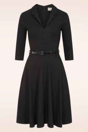 Arinde Strukturiertes Swingkleid in Schwarz