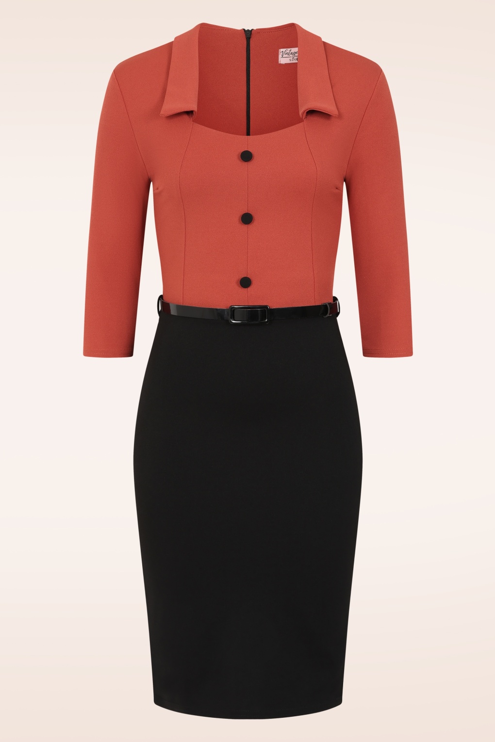 Carla Bleistiftkleid in Schwarz und Orange