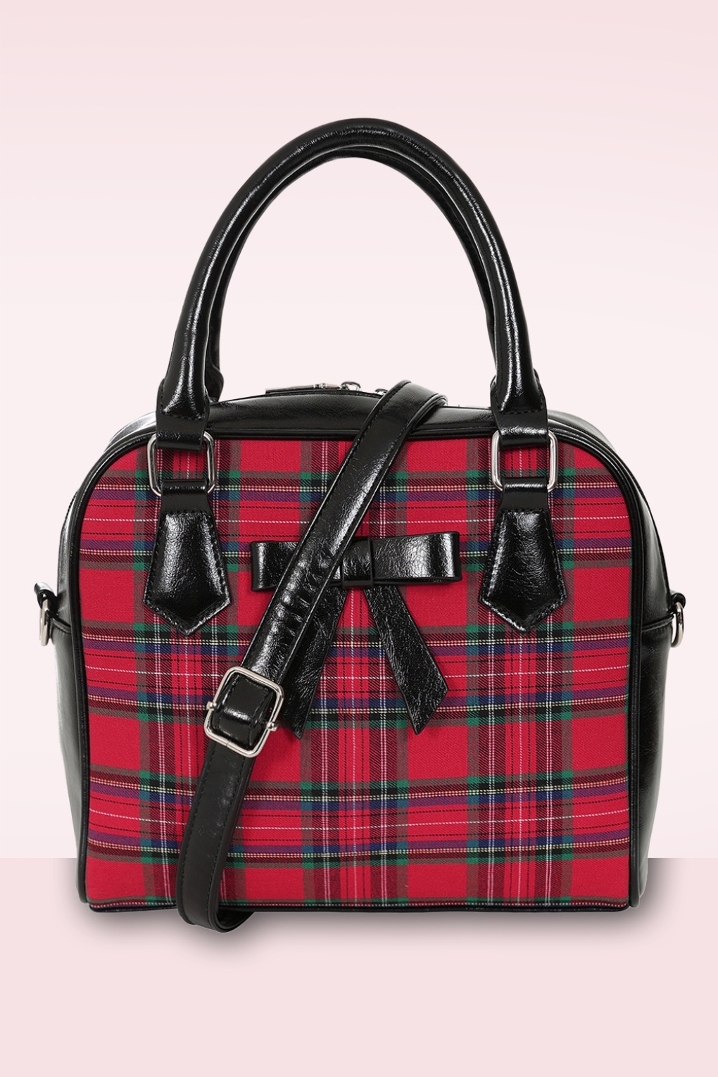 Chic Charlotte Tartan Handbag in Red and Black