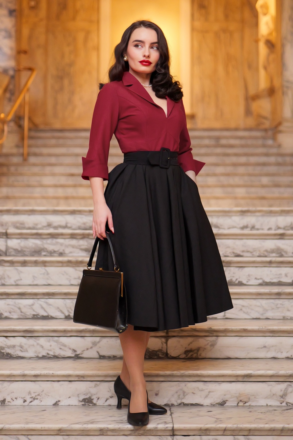 Dianne Swingkleid in Rot und Schwarz