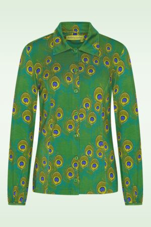 Ginny Feathers Blouse in Treetop Green