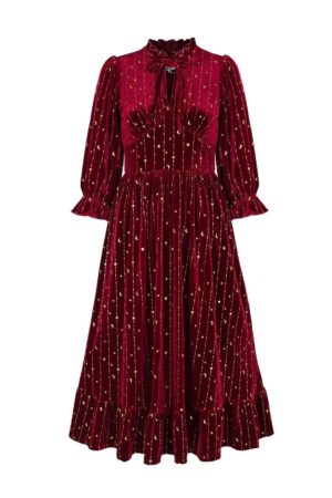 Hell Bunny A-Linien-Kleid Galactica Samt Dress