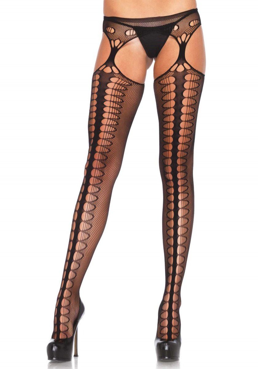 Leg Avenue Strapsstrümpfe Straps-Look Netzstrumpfhose -