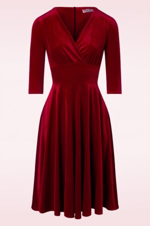 Maddison Swing Kleid aus rotem Samt
