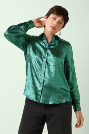 Maisie Flambe Bluse in Silbergrün