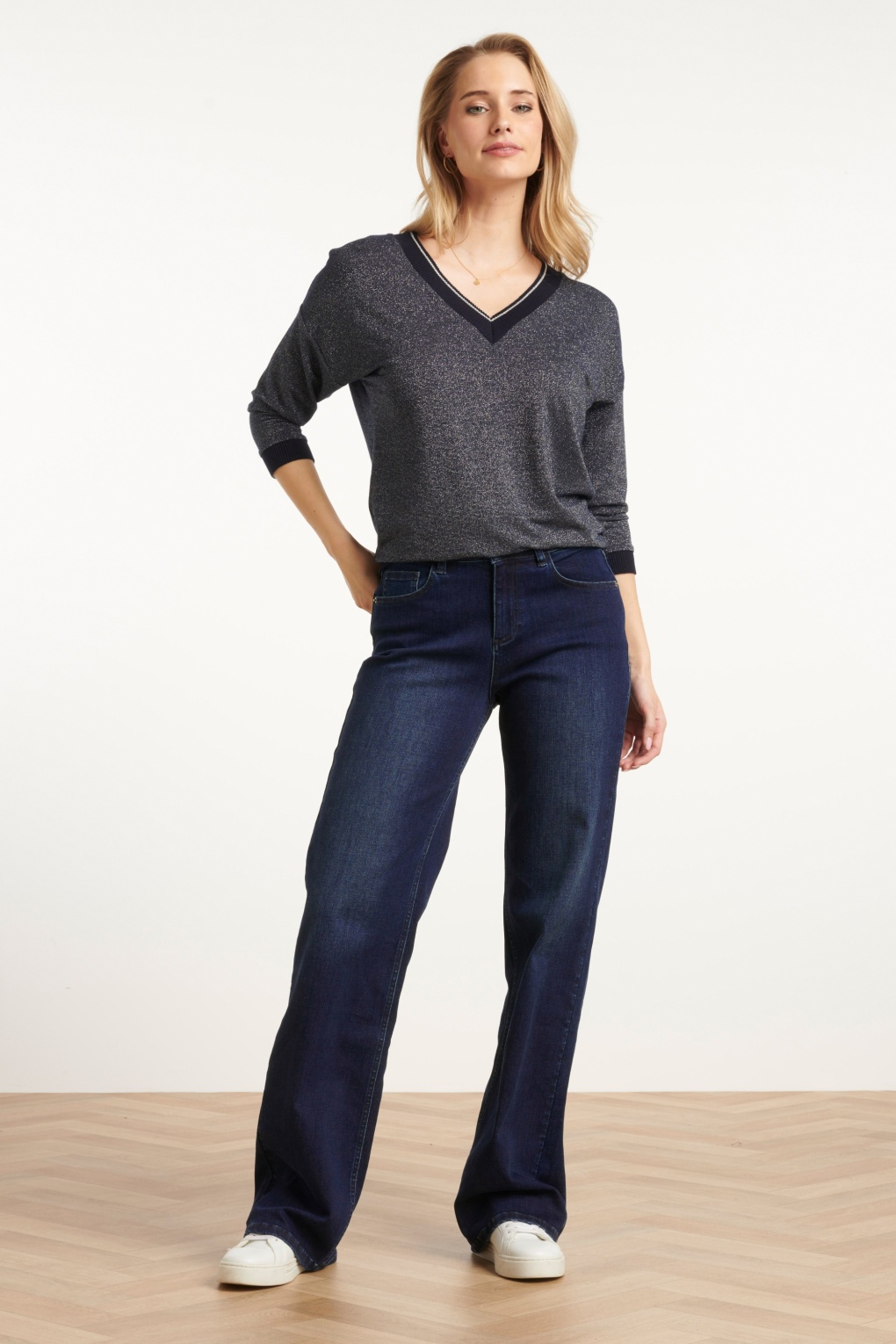 Olivia Straight Jeans in dunkelblauem Denim