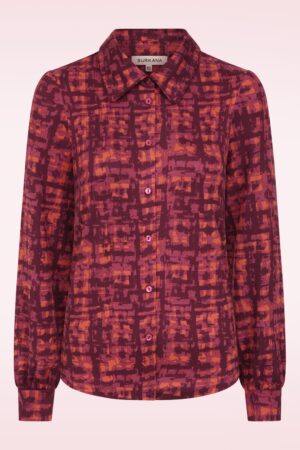 Scarlett Bluse mit Grafikprint in Granatrot