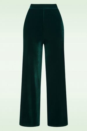 Victoria Samthose mit geradem Bein in Grün