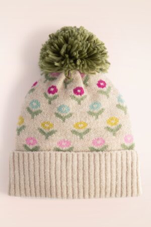 Willow Ditsy Flower Pudelmütze in Creme