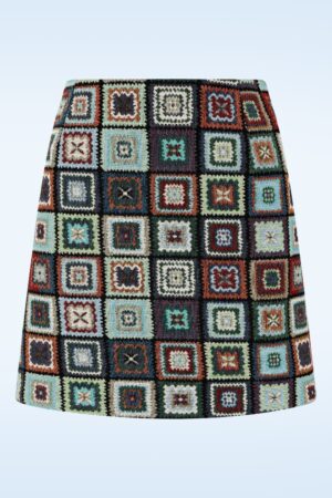 Aubin 70s Patch Jacquard-Minirock in mehrfarbig