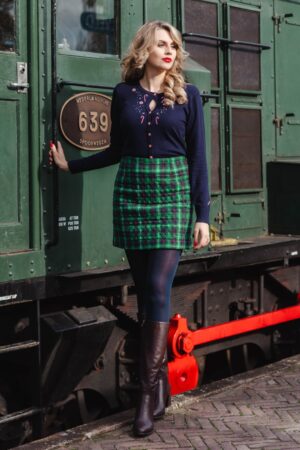 Aubin Winter Check Minirock in Grün