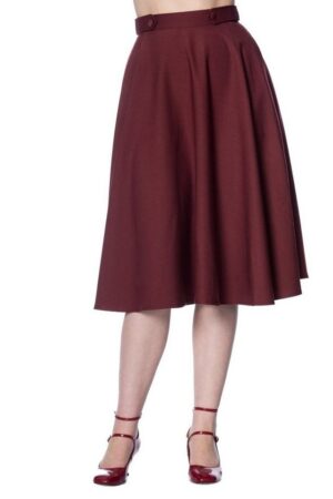 Banned A-Linien-Rock Di Di Plain Burgunder Retro Vintage Swing Skirt