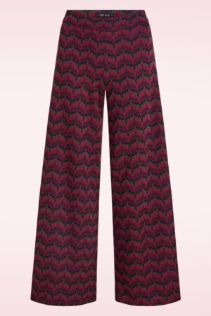 Border Palazzo Estelle Zigzag Hose in Bordeauxrot