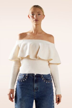 Cream Crush Strickoberteil in Creme